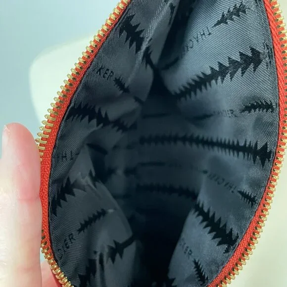 Thacker Nolita ring handle leather clutch orange cocktail tassel wristlet - Picture 5 of 8